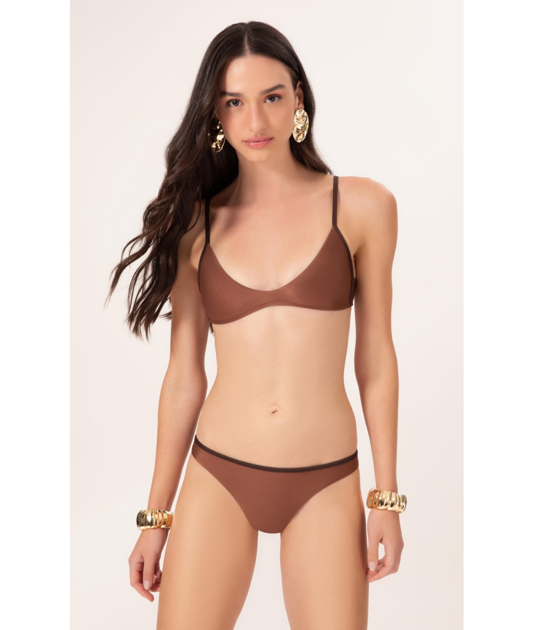 Biquíni Decote V Viés Duo Marrom