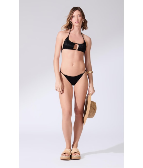Biquíni Faixa Canal Jacquard Laguna Preto