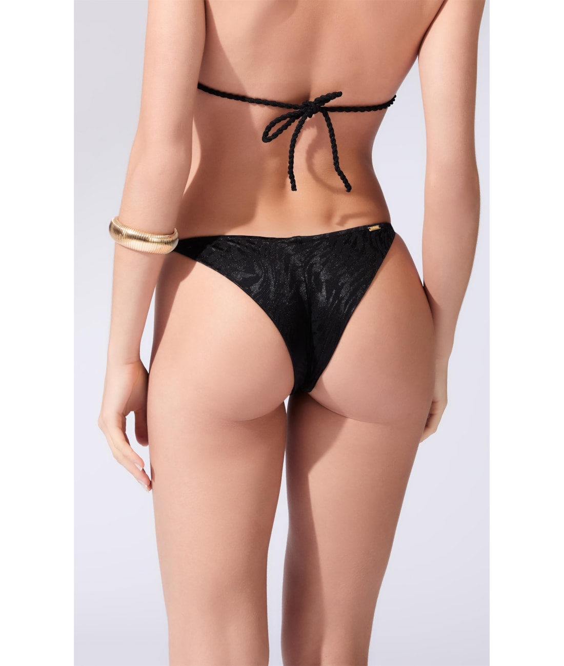 Biquíni Faixa Canal Jacquard Laguna Preto