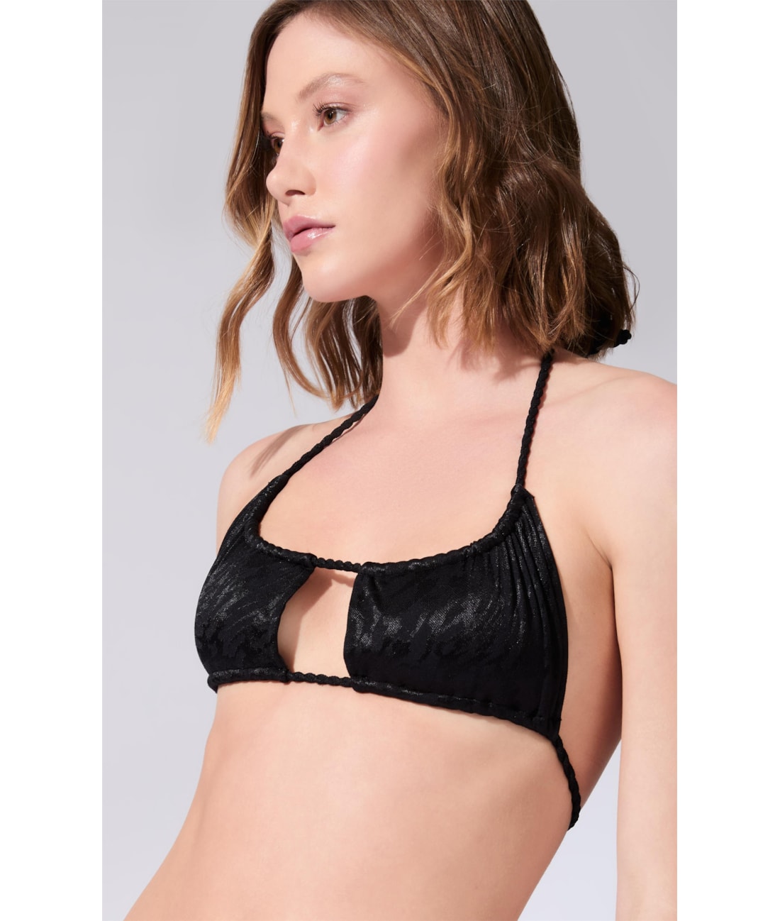 Biquíni Faixa Canal Jacquard Laguna Preto