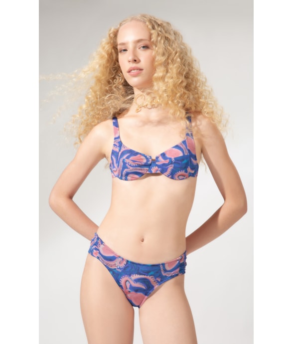 Biquíni Meia Taça Arco Comfort Sous-Marine Azul