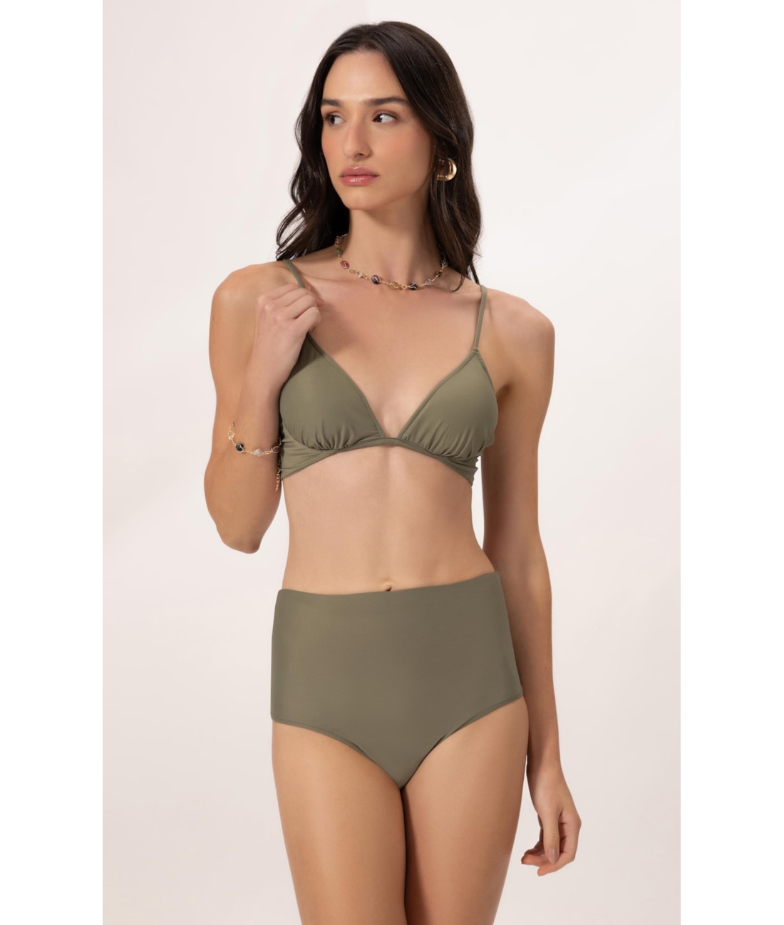 Biquíni Meia Taça Comfort Clássicos Verde Oliva