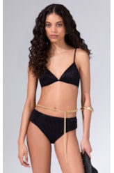 Biquíni Meia Taça Comfort Jacquard Laguna Preto