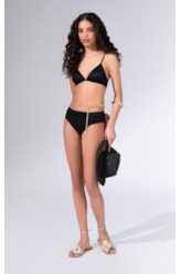 Biquíni Meia Taça Comfort Jacquard Laguna Preto