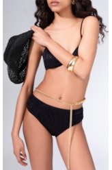 Biquíni Meia Taça Comfort Jacquard Laguna Preto