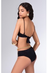 Biquíni Meia Taça Comfort Jacquard Laguna Preto