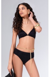 Biquíni Meia Taça Comfort Jacquard Laguna Preto