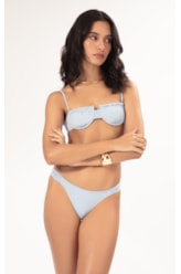 Biquíni Meia Taça Franzido Draping Azul Claro