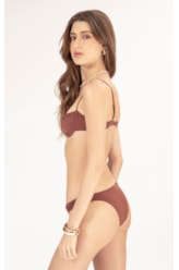 Biquíni Meia Taça Franzido Draping Marrom