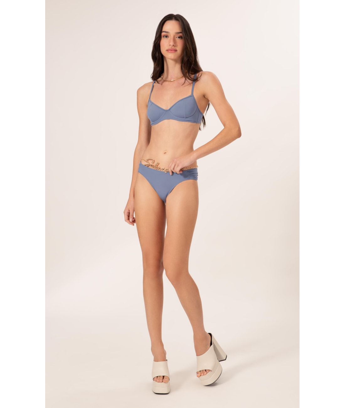 Biquíni Meia Taça Madonna Comfort Clássicos Azul Seco