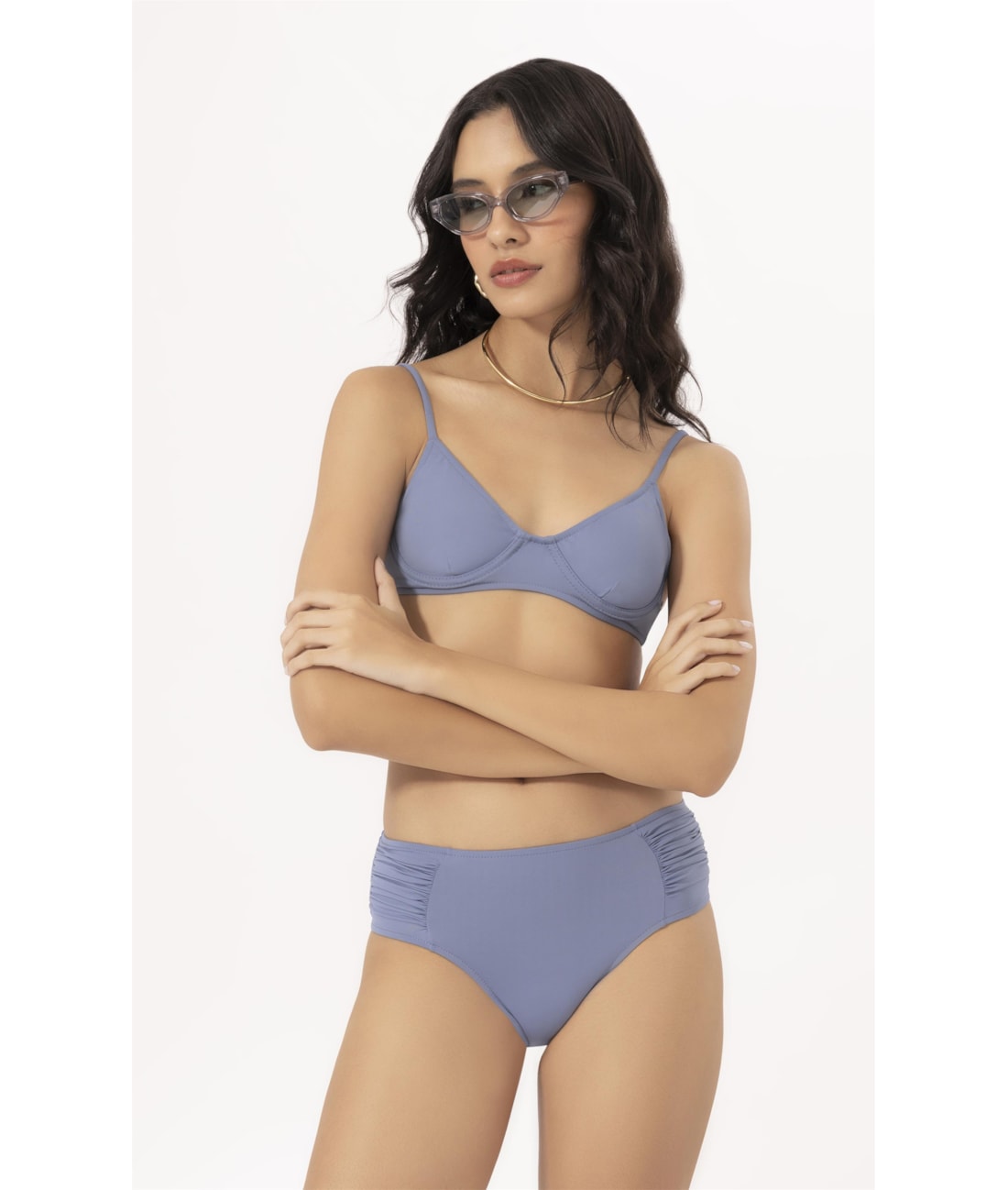 Biquíni Meia Taça Pala Comfort Clássicos Azul Seco
