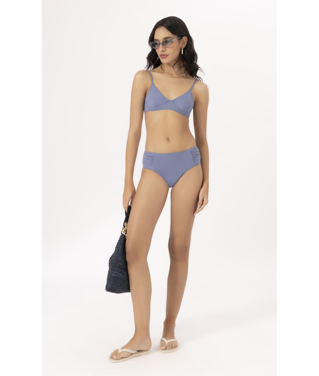 Biquíni Meia Taça Pala Comfort Clássicos Azul Seco
