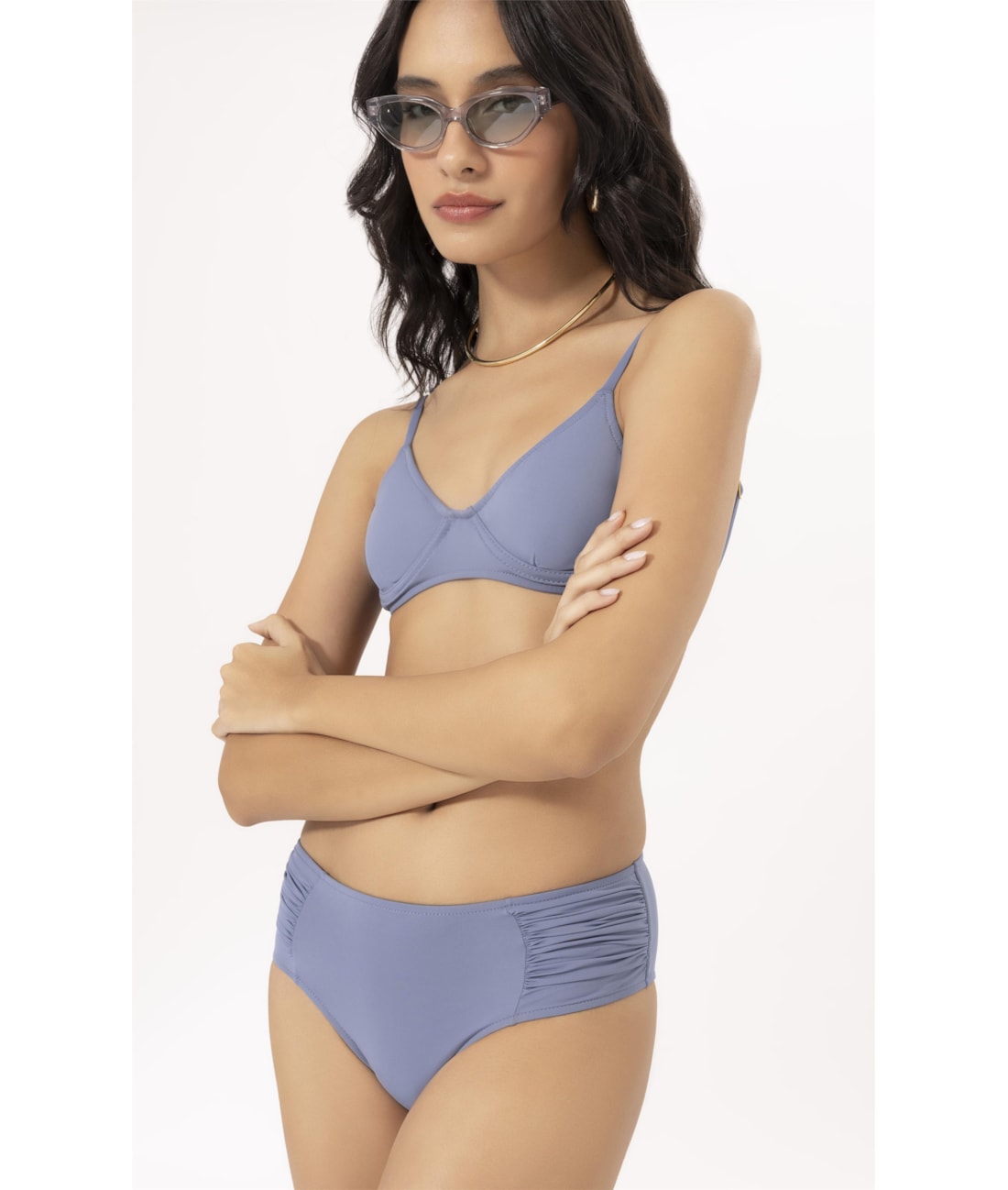 Biquíni Meia Taça Pala Comfort Clássicos Azul Seco