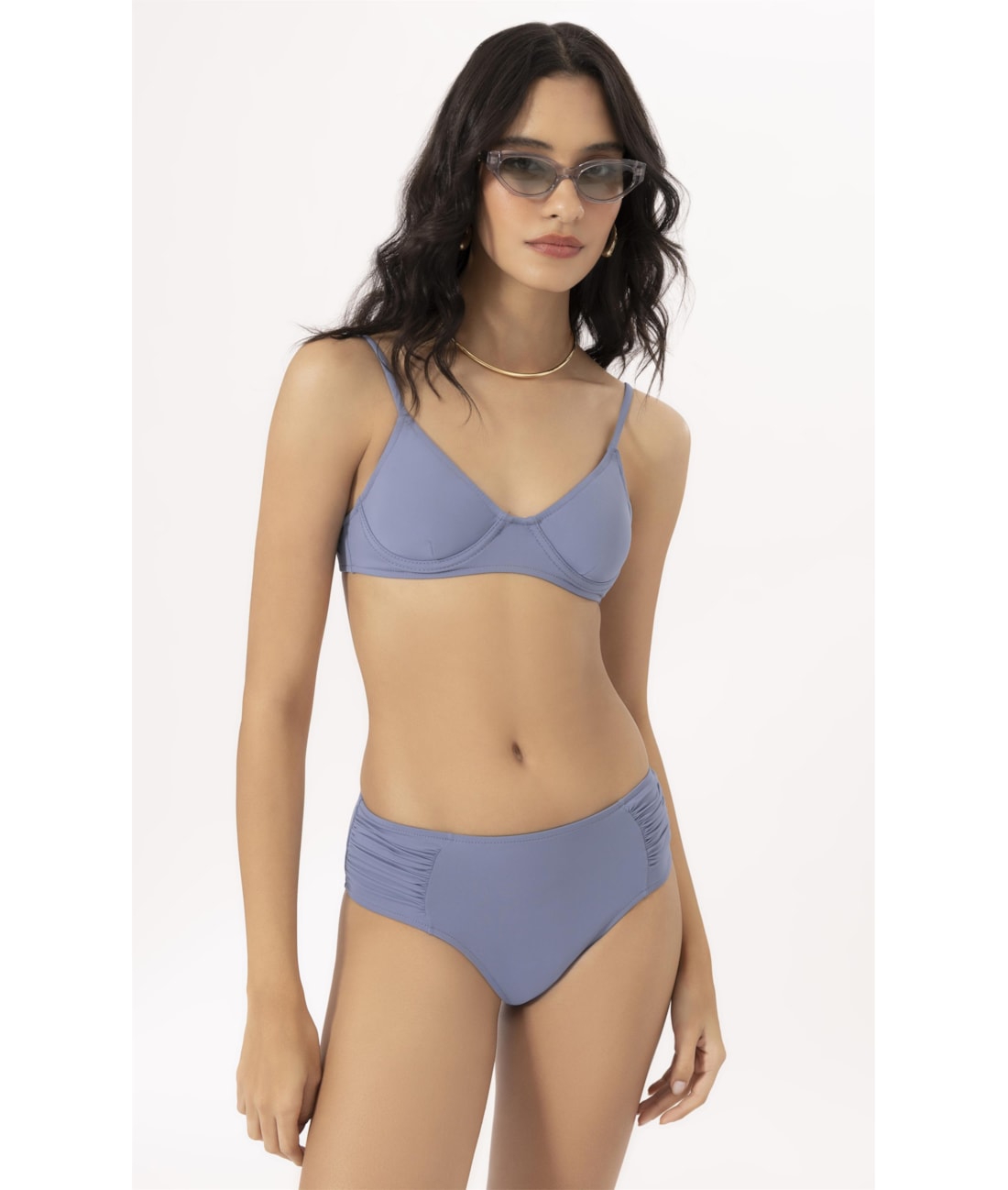 Biquíni Meia Taça Pala Comfort Clássicos Azul Seco