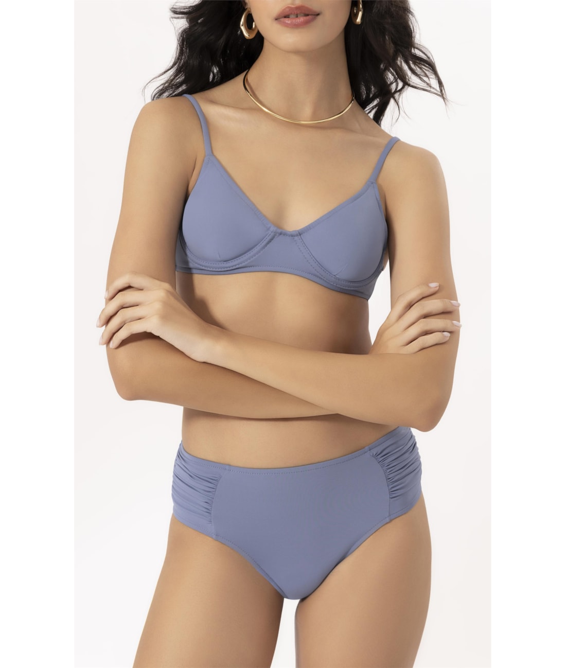 Biquíni Meia Taça Pala Comfort Clássicos Azul Seco