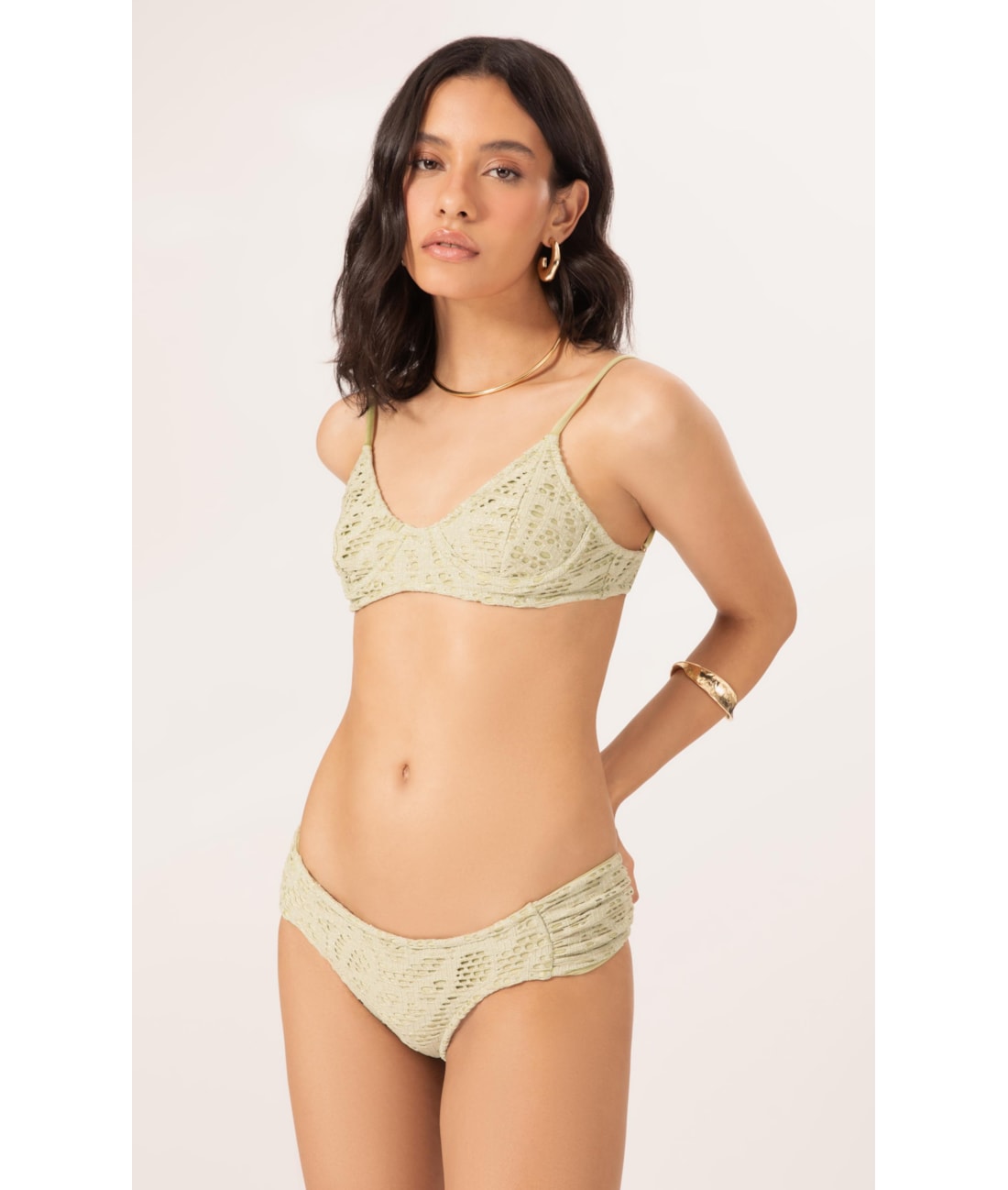 Biquíni Meia Taça Pala Comfort Rendado Lux Verde  Água