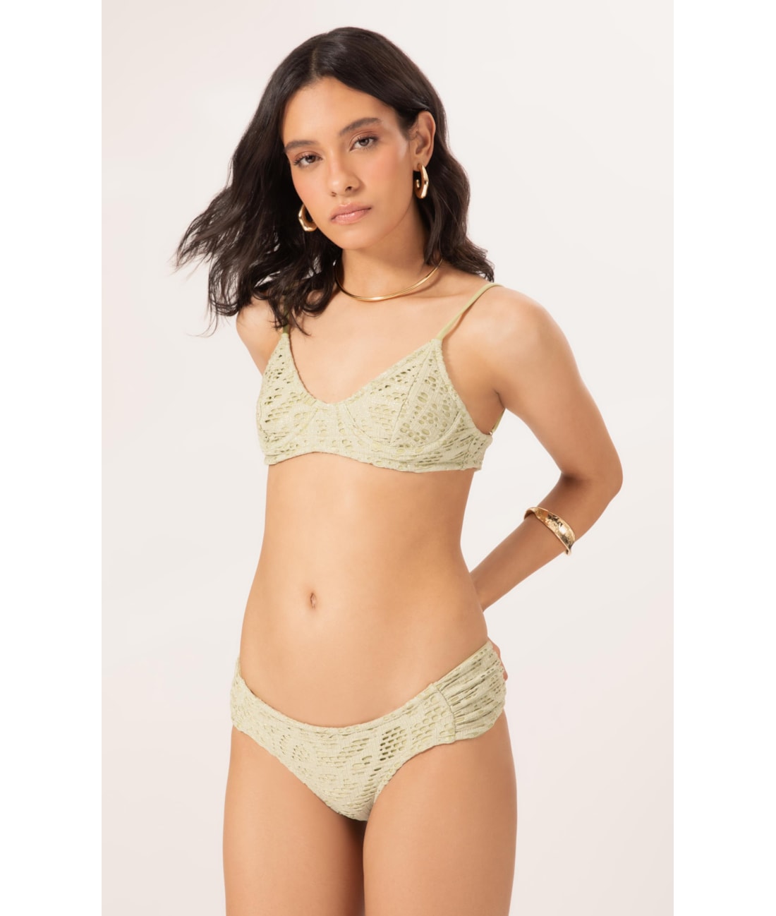 Biquíni Meia Taça Pala Comfort Rendado Lux Verde Água