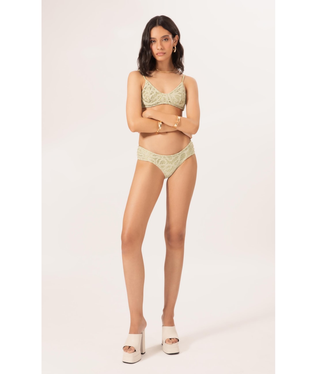 Biquíni Meia Taça Pala Comfort Rendado Lux Verde  Água