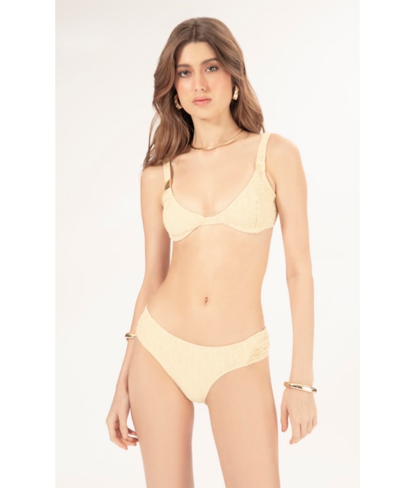 BIQUÍNI MEIA TAÇA RECORT COMFORT CREPE SHINE AMARELO MANTEIGA