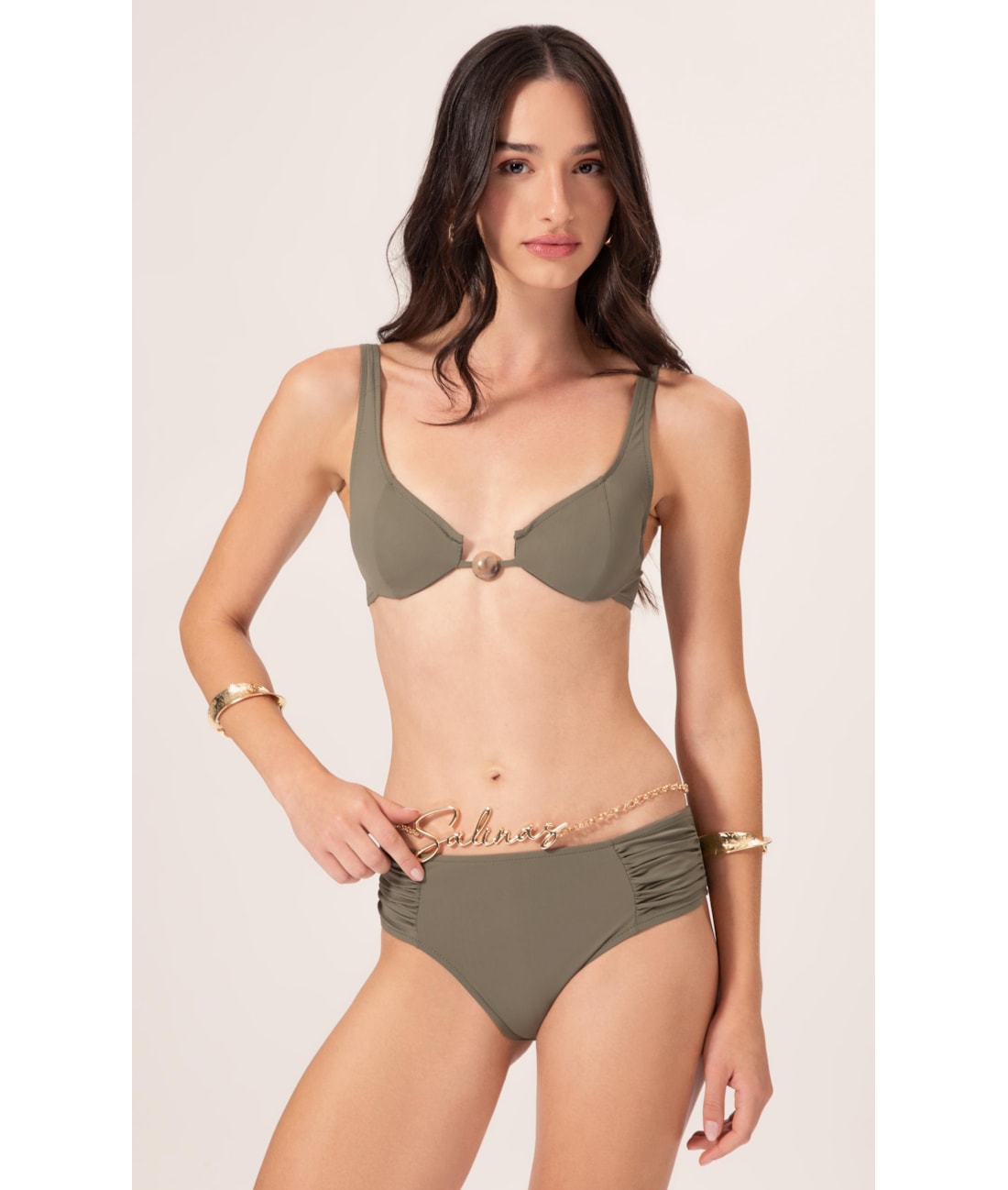 Biquíni Meia Taça Recorte Comfort Air Sense Verde Militar