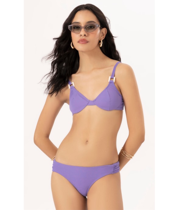 Biquíni Meia Taça Recorte Comfort CANELADO GEO Violeta