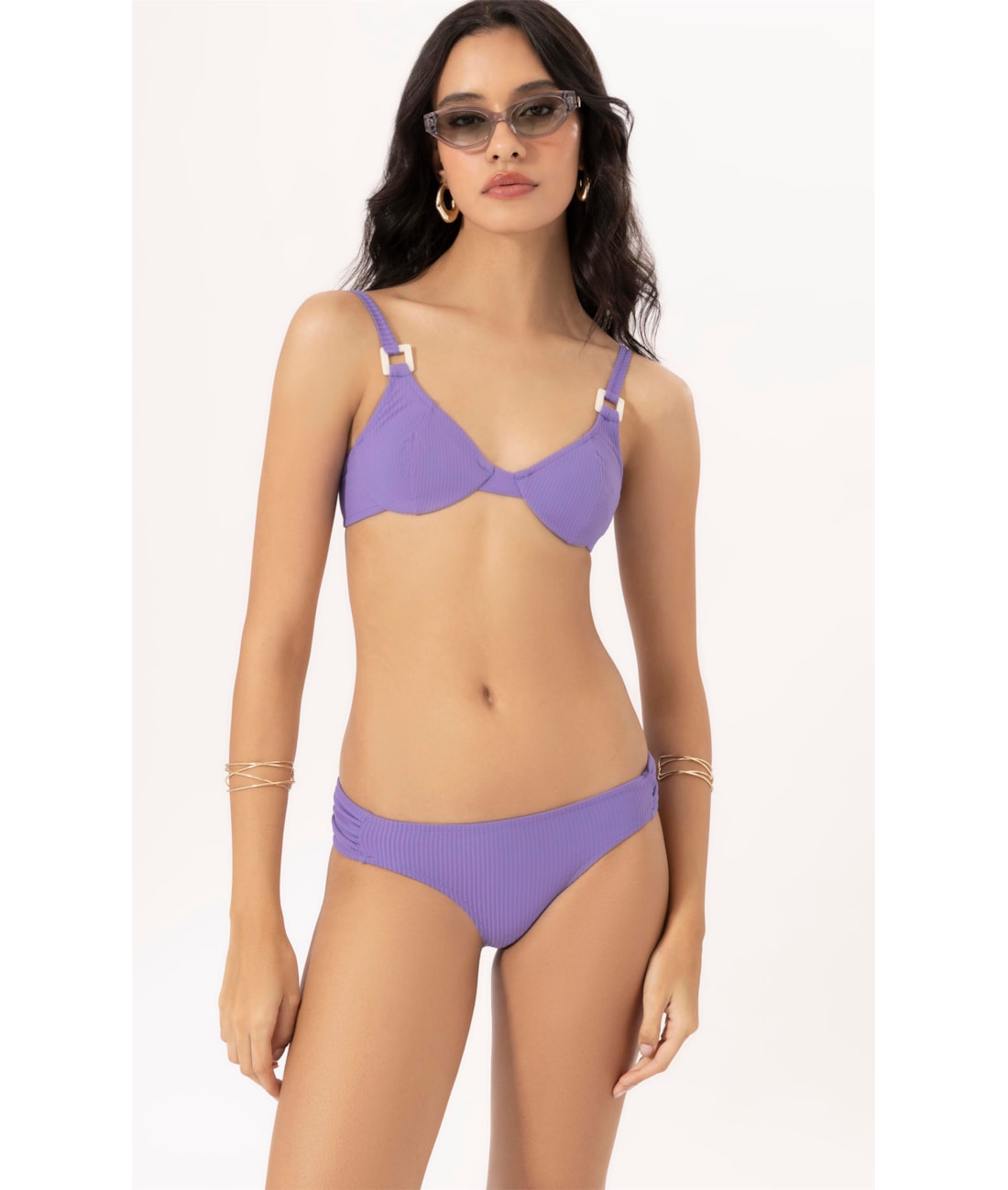 Biquíni Meia Taça Recorte Comfort CANELADO GEO Violeta