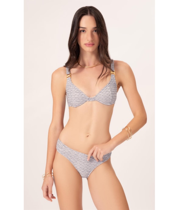 Biquíni Meia Taça Recorte Comfort Versi Azul Jeans Mescla