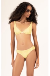 Biquíni Meia Taça Recorte MESH LUREX Amarelo Claro