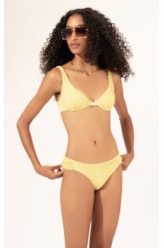 Biquíni Meia Taça Recorte MESH LUREX Amarelo Claro