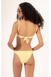 Biquíni Meia Taça Recorte MESH LUREX Amarelo Claro