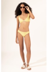Biquíni Meia Taça Recorte MESH LUREX Amarelo Claro