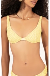 Biquíni Meia Taça Recorte MESH LUREX Amarelo Claro