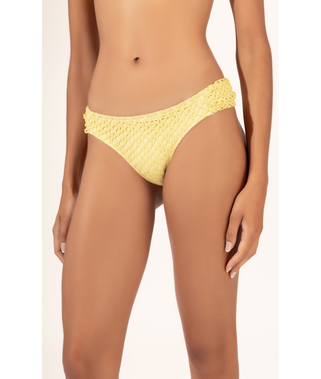 Biquíni Meia Taça Recorte MESH LUREX Amarelo Claro