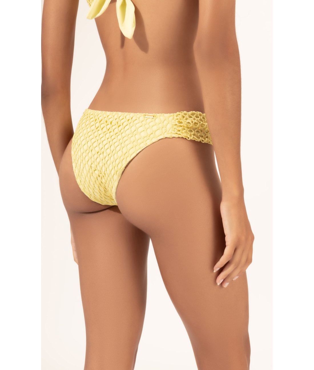 Biquíni Meia Taça Recorte MESH LUREX Amarelo Claro