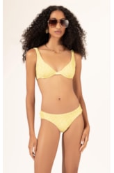 Biquíni Meia Taça Recorte MESH LUREX Amarelo Claro