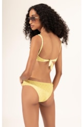Biquíni Meia Taça Recorte MESH LUREX Amarelo Claro