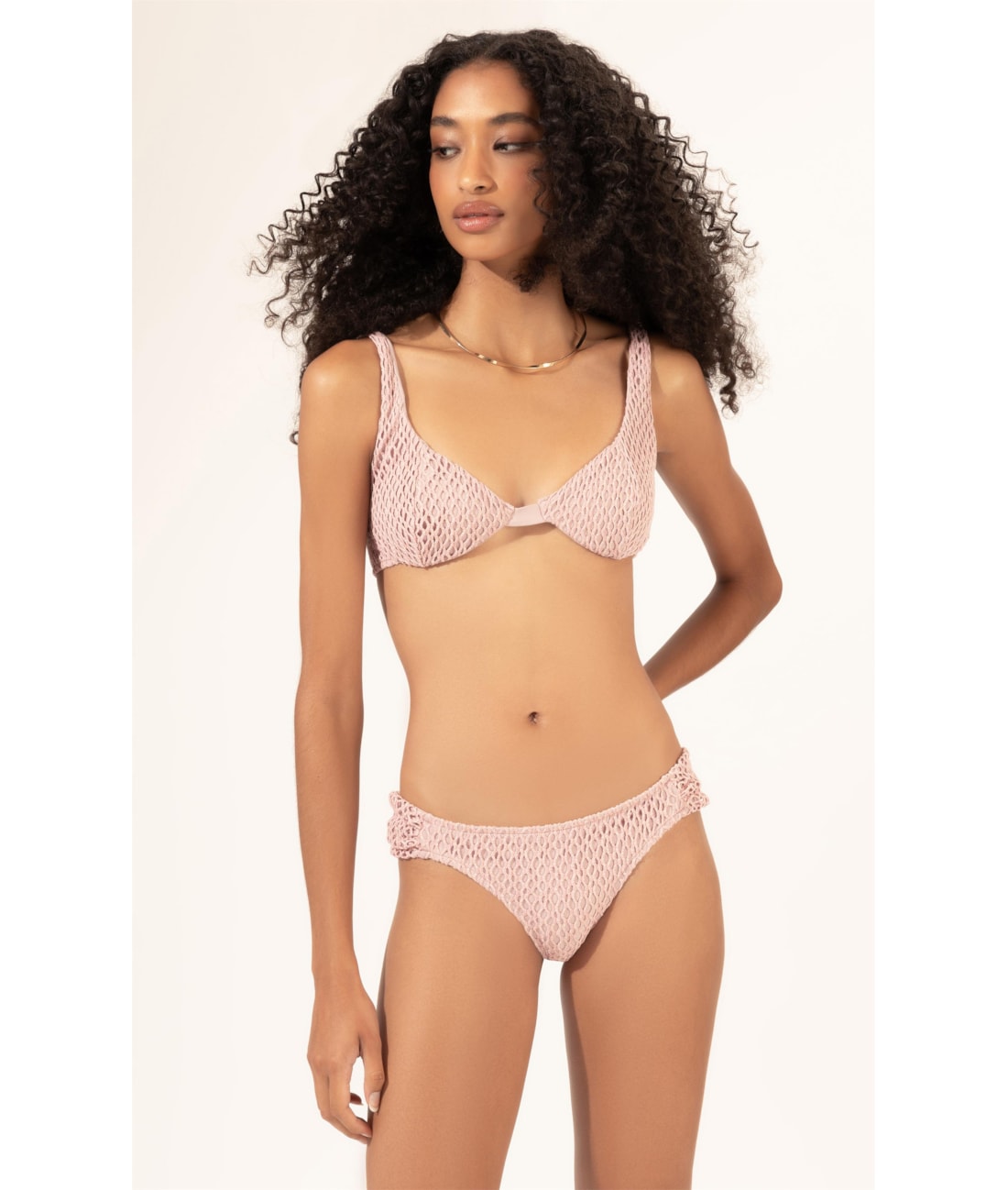 Biquíni Meia Taça Recorte MESH LUREX Rosê