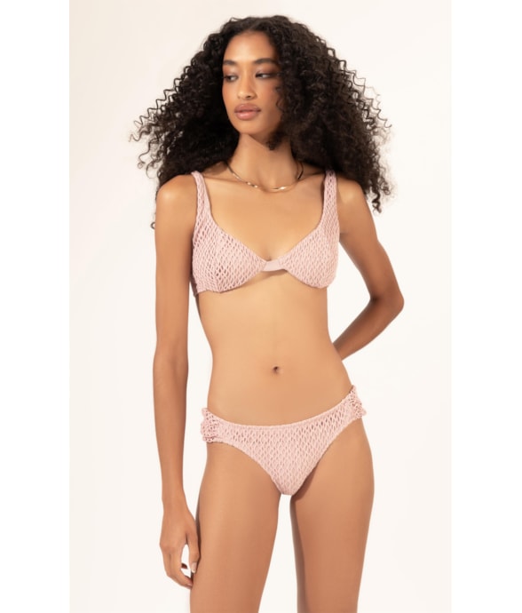 Biquíni Meia Taça Recorte MESH LUREX Rosê