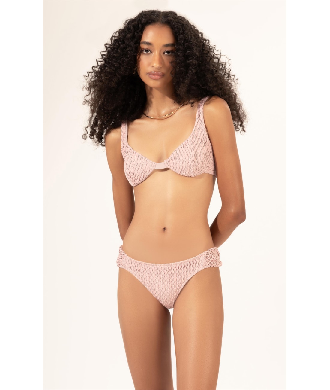 Biquíni Meia Taça Recorte MESH LUREX Rosê