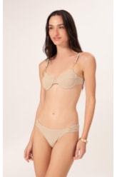 Biquíni Meia Taça Reto Canelado Sculpt Areia