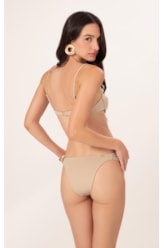 Biquíni Meia Taça Reto Canelado Sculpt Areia