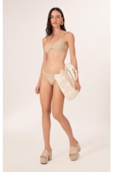 Biquíni Meia Taça Reto Canelado Sculpt Areia