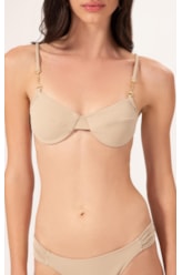 Biquíni Meia Taça Reto Canelado Sculpt Areia