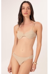 Biquíni Meia Taça Reto Canelado Sculpt Areia