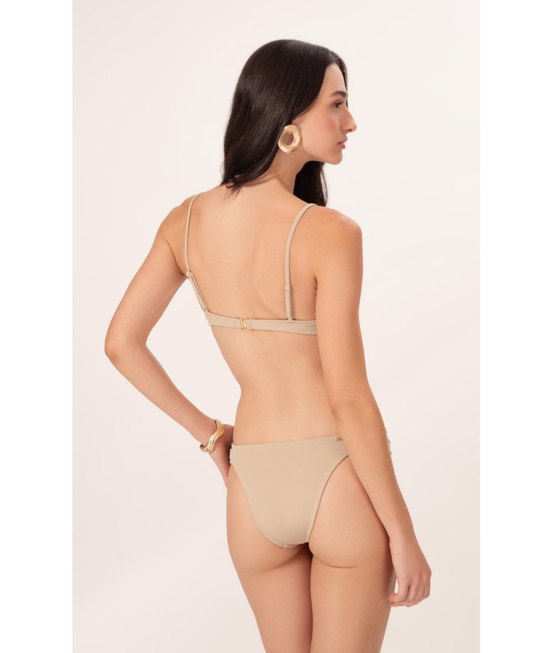 Biquíni Meia Taça Reto Canelado Sculpt Areia