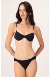 Biquíni Meia Taça Reto Canelado Sculpt Preto