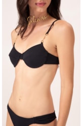 Biquíni Meia Taça Reto Canelado Sculpt Preto