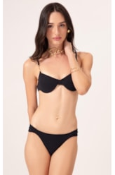 Biquíni Meia Taça Reto Canelado Sculpt Preto