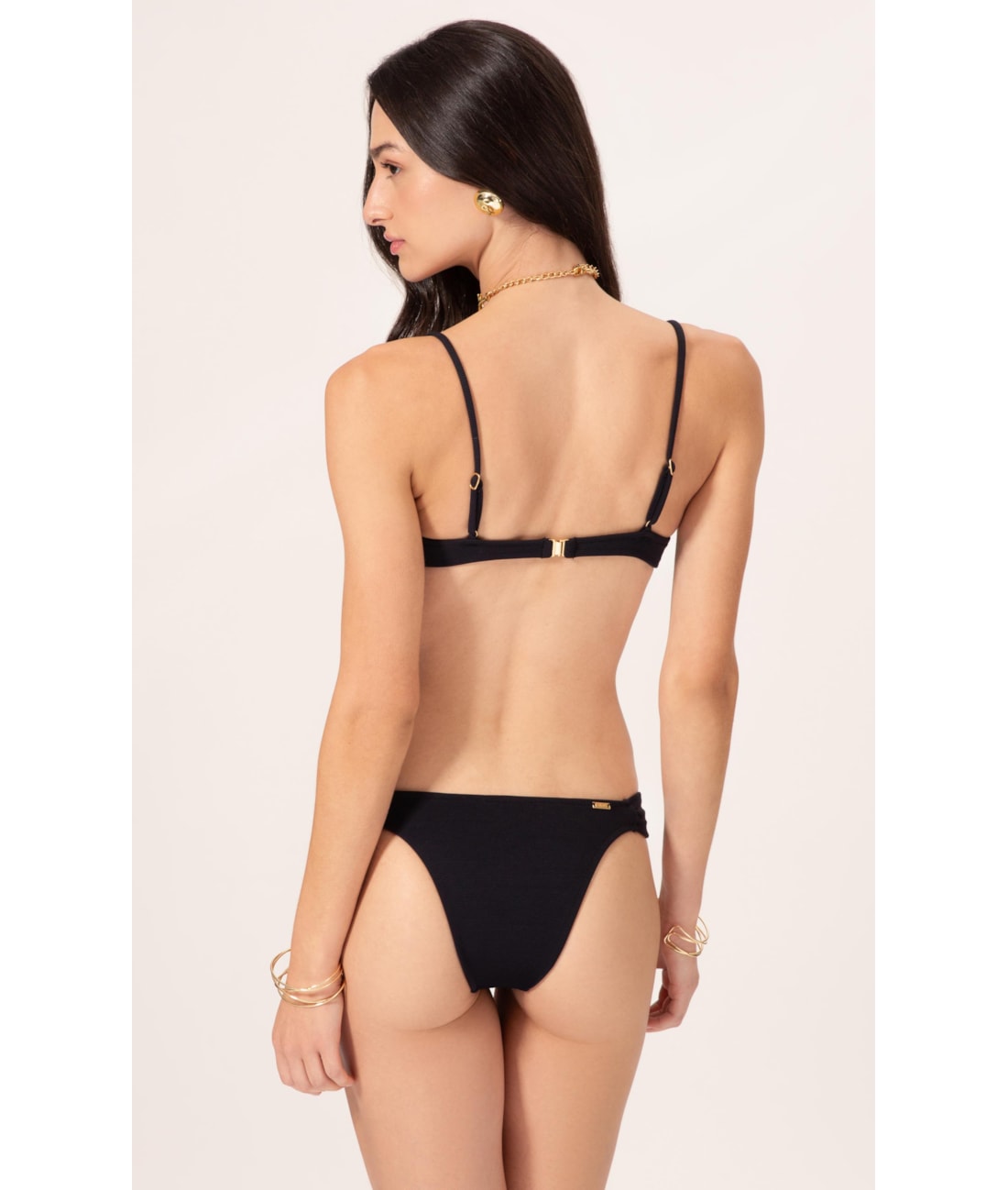 Biquíni Meia Taça Reto Canelado Sculpt Preto