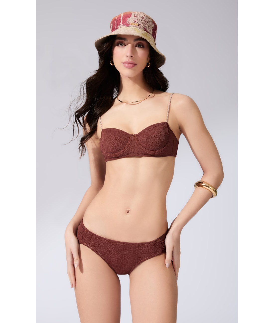 Biquíni Meia Taça Retrô Comfort Sky Marrom